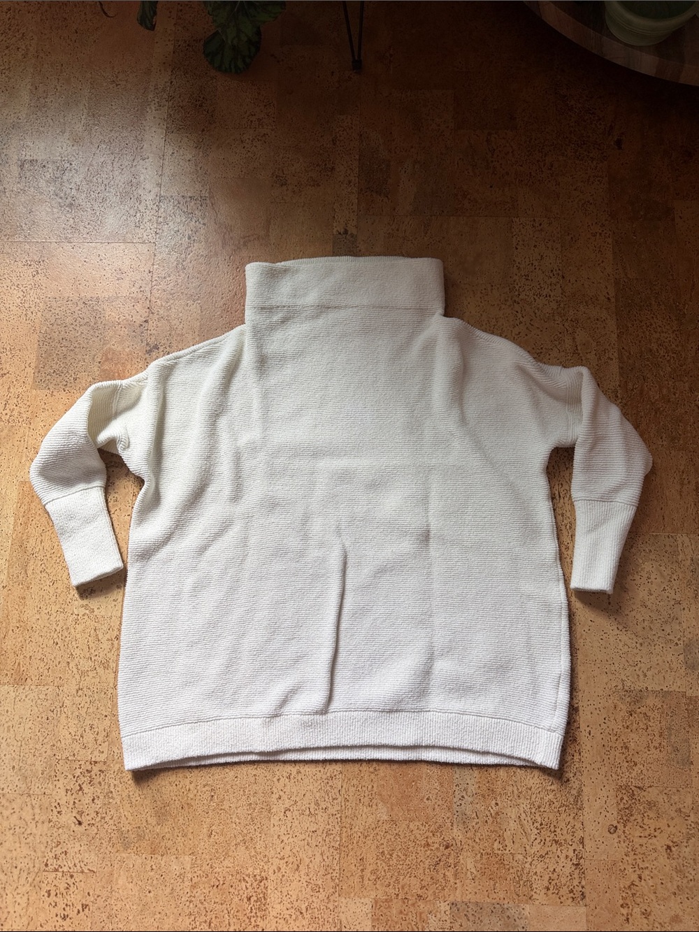 Free People Cream Funnel Neck Sweater